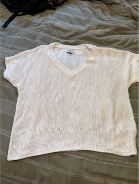 Stitches + Stripes White Knit V-Neck Sweater XXL